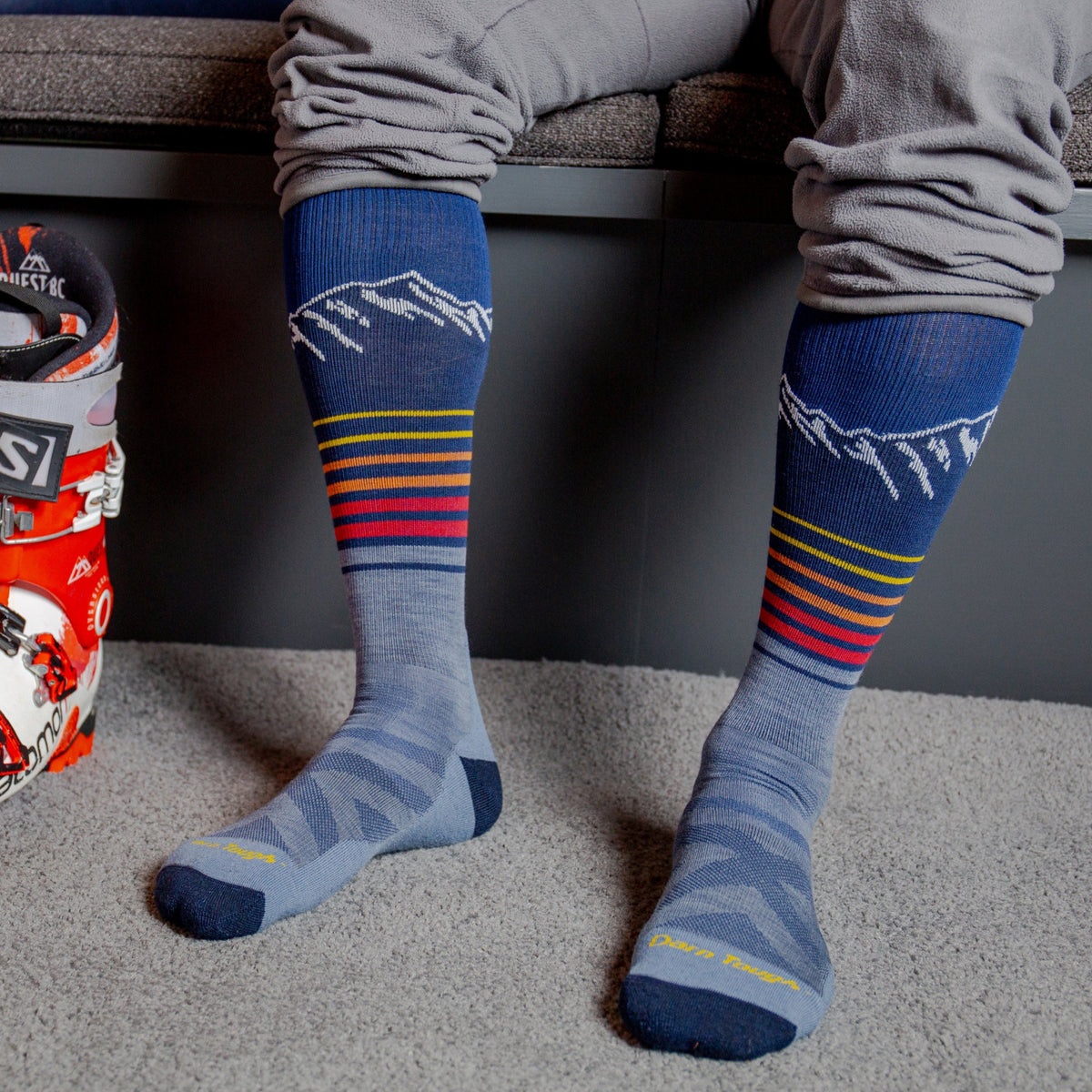 Darn Tough Vermont Men's Steep Lines Over-the-Calf Lightweight Ski & Snowboard Socks