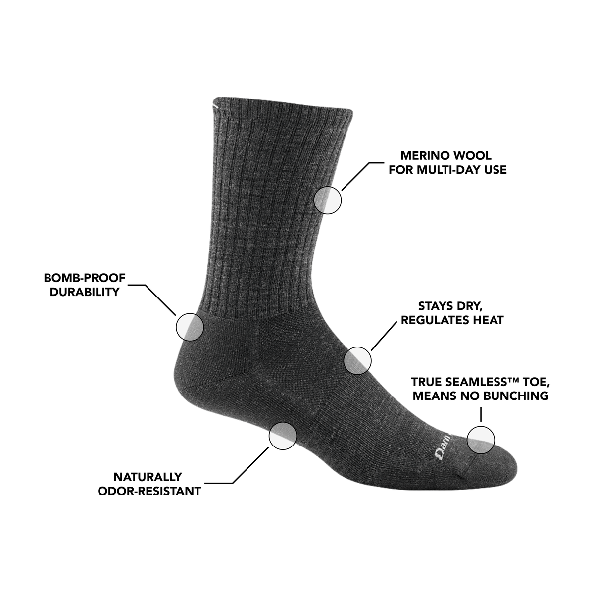 Darn Tough Vermont Men's The Standard Crew Lightweight Lifestyle Socks
