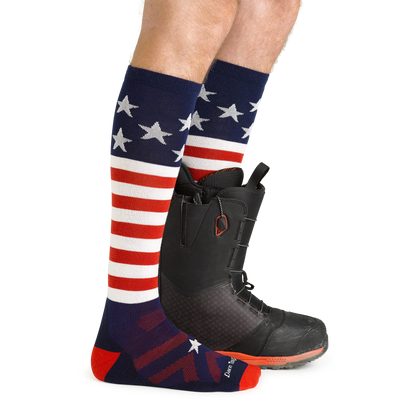 Darn Tough Vermont Men's Captain Stripe Over-the-Calf Midweight Ski & Snowboard Socks