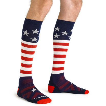 Darn Tough Vermont Men's Captain Stripe Over-the-Calf Midweight Ski & Snowboard Socks