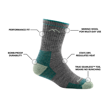 Darn Tough Vermont Women's Hiker Micro Crew Midweight Hiking Socks