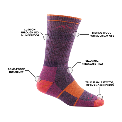 Darn Tough Vermont Women's Hiker Boot Full Cushion Midweight Hiking Socks