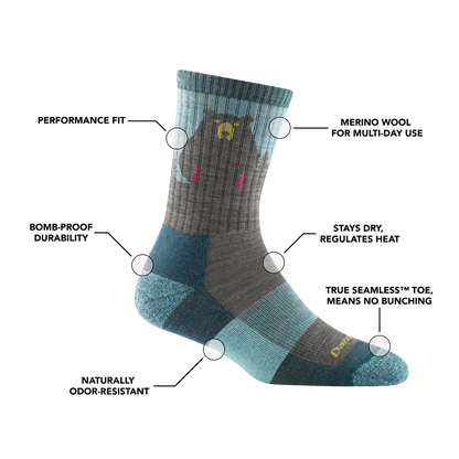 Darn Tough Vermont Women's Bear Town Micro Crew Lightweight Hiking Socks