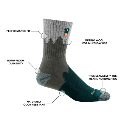 Darn Tough Vermont Men's Number 2 Micro Crew Midweight Hiking Socks