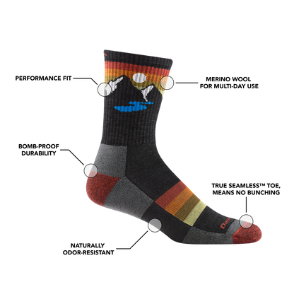 Darn Tough Vermont Men's Sunset Ridge Micro Crew Lightweight Hiking Socks