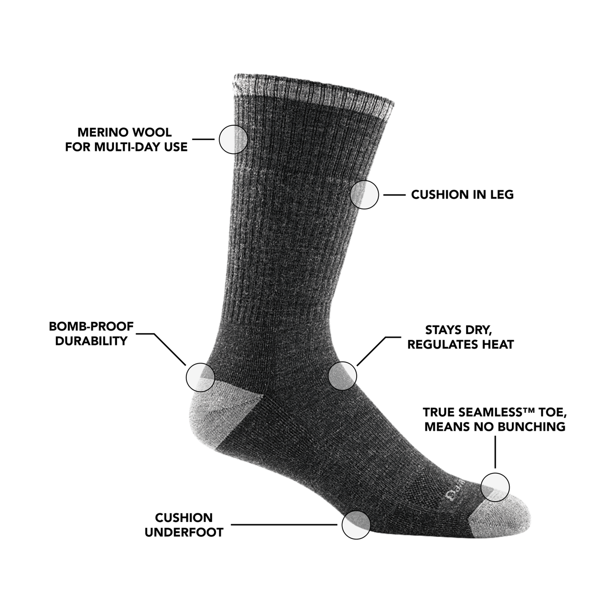 Darn Tough Vermont Men's John Henry Boot Midweight Work Socks