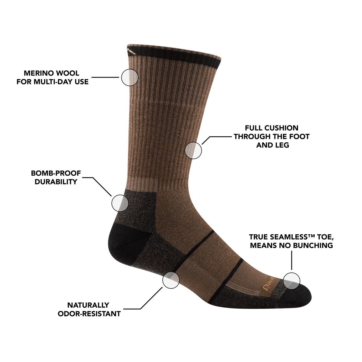 Darn Tough Vermont Men's William Jarvis Boot Midweight Work Socks