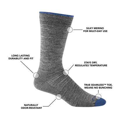 Darn Tough Vermont Men's Solid Crew Lightweight Lifestyle Socks