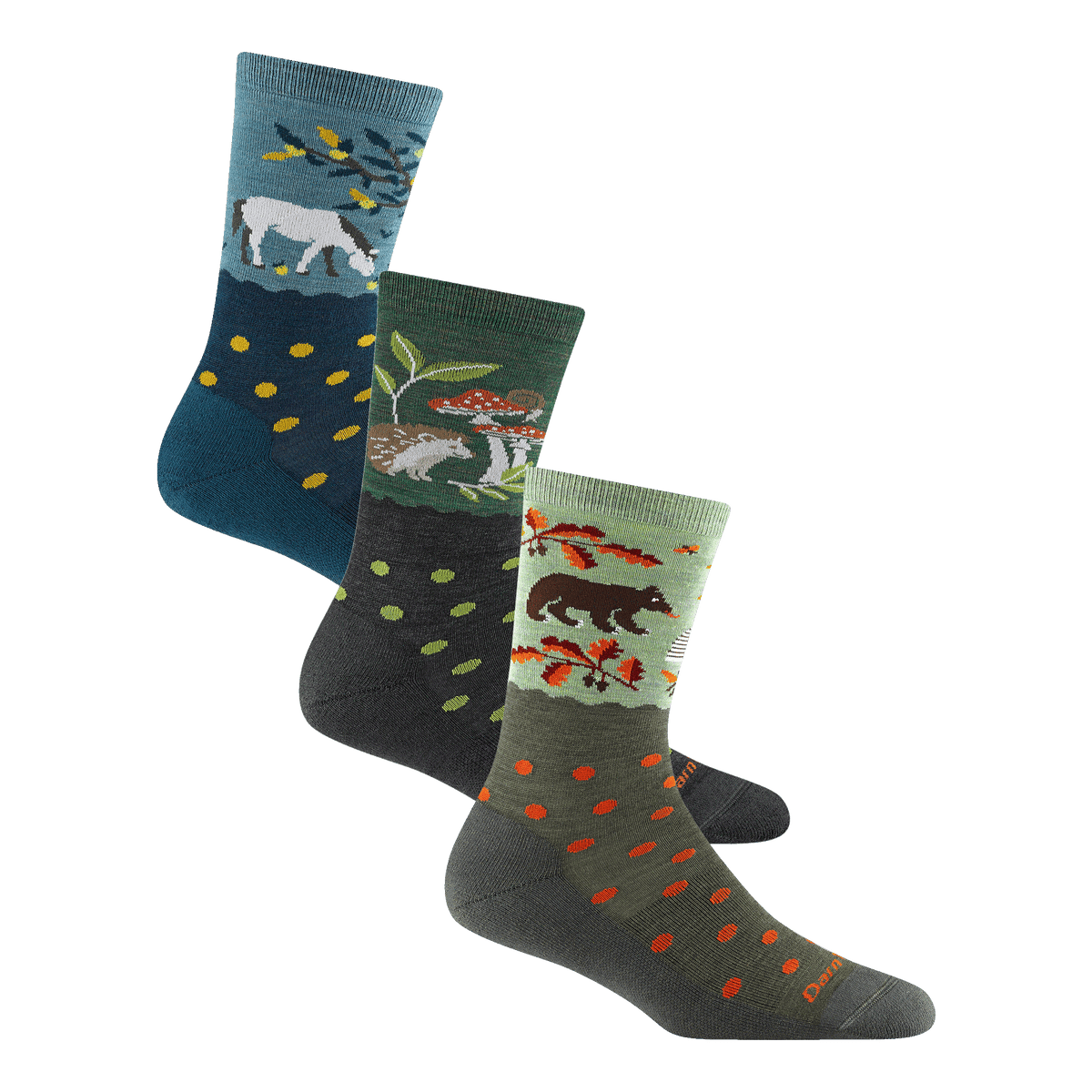 Darn Tough Vermont Women's Wildlife Lightweight Lifestyle Crew 3-Pack