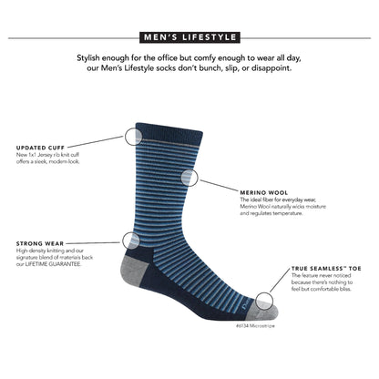 Darn Tough Vermont Men's Microstripe Crew Lightweight Lifestyle Socks