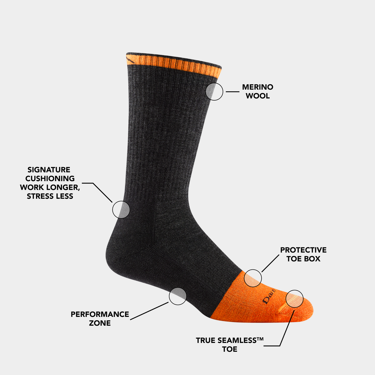 Darn Tough Vermont Men's Steely Boot Midweight Work Socks