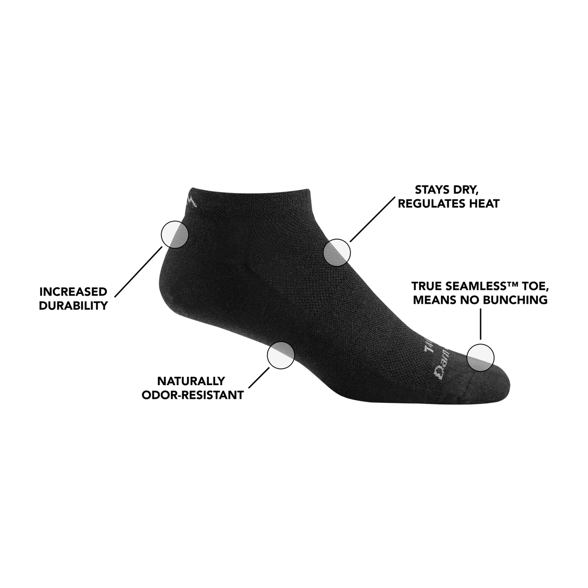 Darn Tough Vermont T4016 No Show Midweight Tactical Socks with Cushion